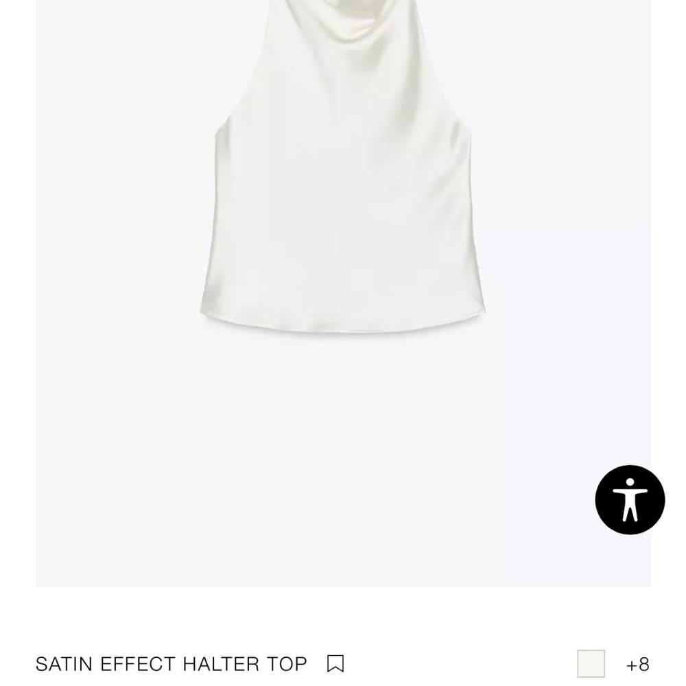 Zara Satin White Halter Top